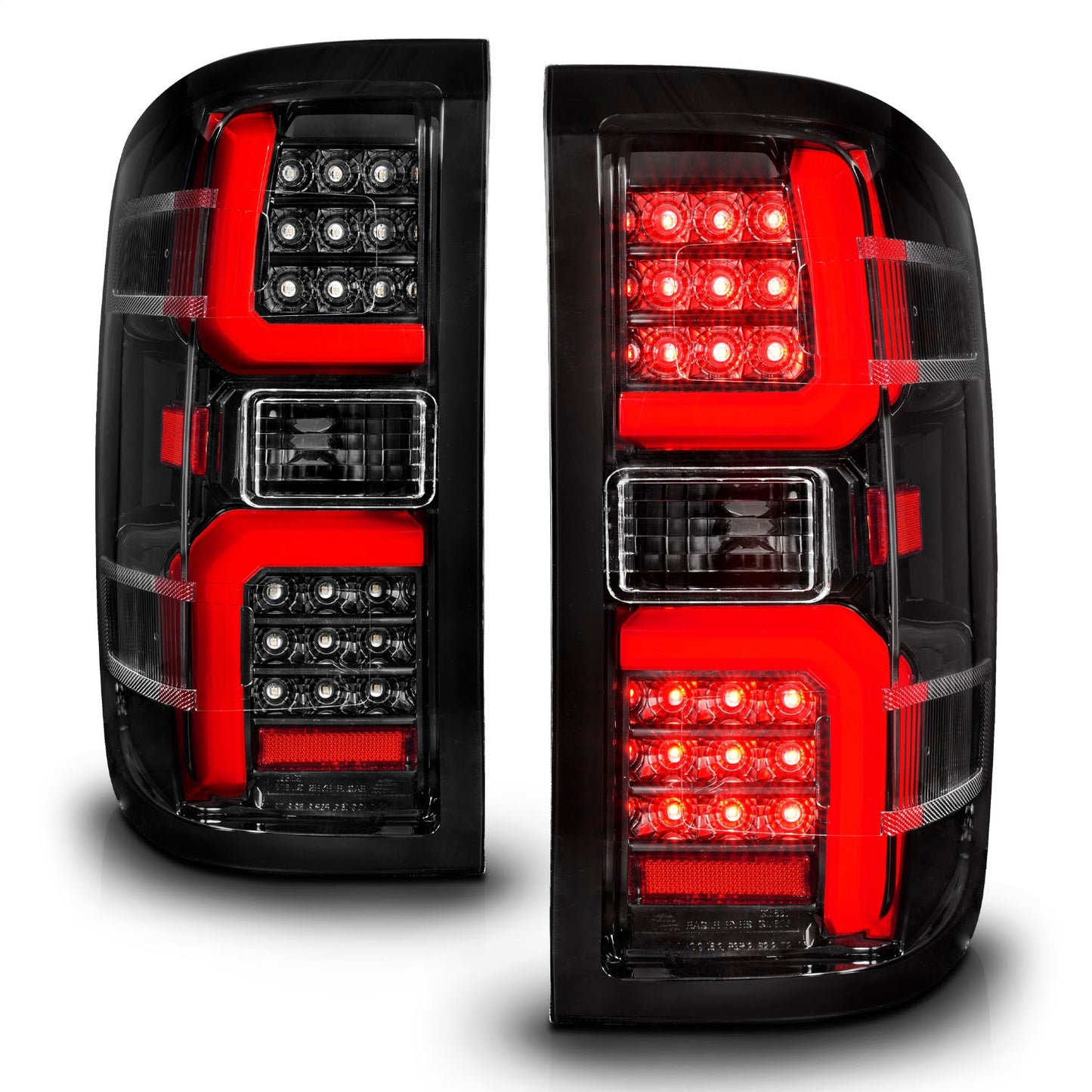 Anzo USA | LED Tail Light Assembly LED Clear Lens Black Housing w/Light Bar Pair | Fits Silverado 1500 | 311450