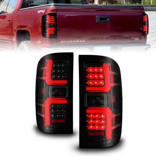 Anzo USA | LED Tail Light Assembly LED Smoke Lens Black Housing w/Light Bar Pair | Fits Silverado 1500 | 311451