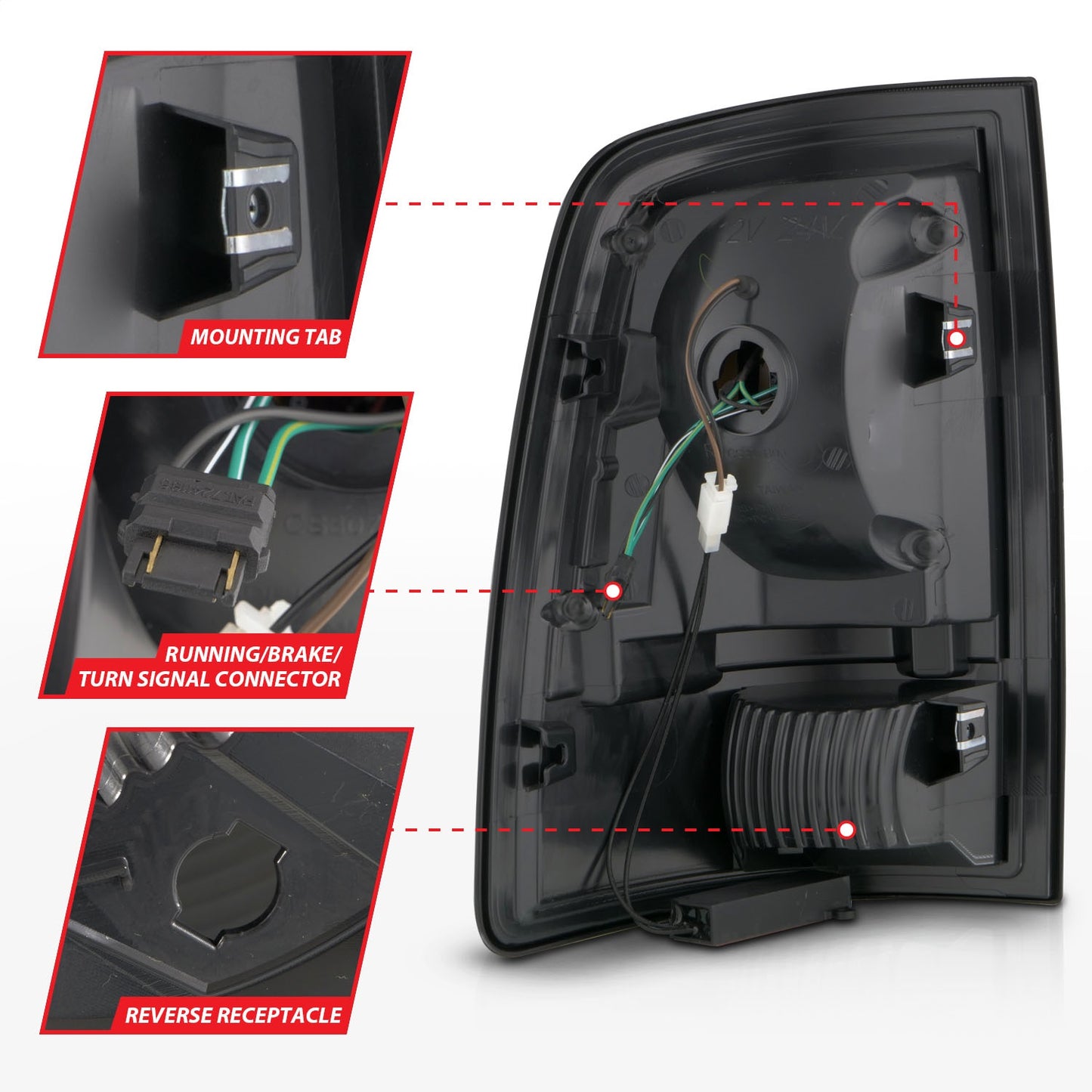 Anzo USA | LED Tail Light Assembly LED Smoke Lens Black Housing w/ Plank Style w/ Sequential Pair | Fits Ram 1500 | 311453