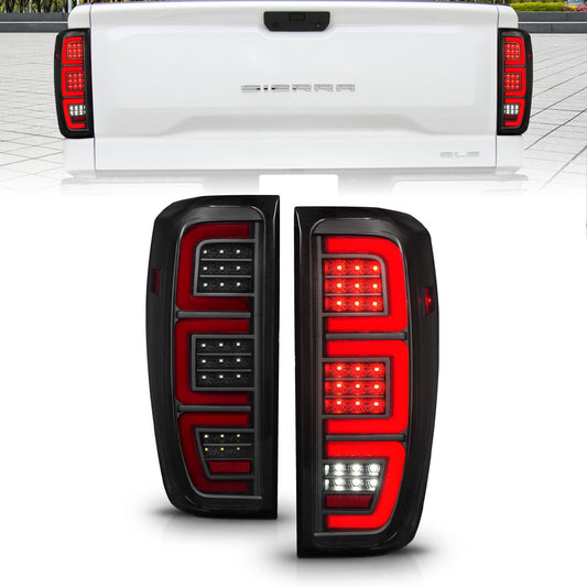 Anzo USA | LED Tail Light Assembly  Full LED  LED Tube  Sequential Signal  Black Housing  Smoke Lens  Pair  |  Fits Sierra 1500 | 311458