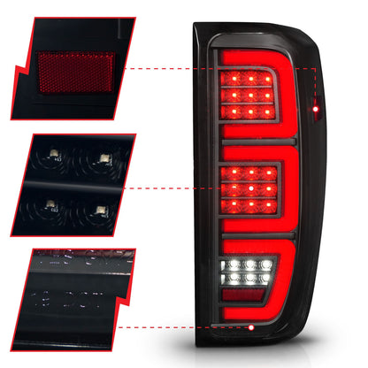 Anzo USA | LED Tail Light Assembly  Full LED  LED Tube  Sequential Signal  Black Housing  Smoke Lens  Pair  |  Fits Sierra 1500 | 311460