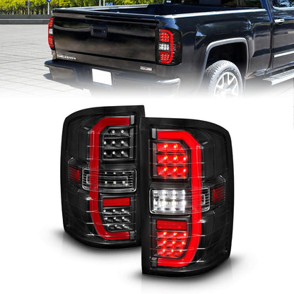 Anzo USA | LED Tail Light Assembly LED Clear Lens Black Housing w/Sequential Signal w/C-Light Bar Pair | Fits Sierra 1500 | 311464