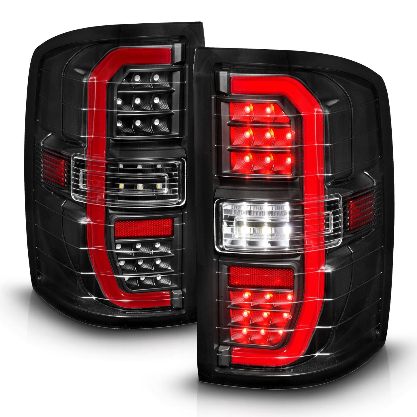 Anzo USA | LED Tail Light Assembly LED Clear Lens Black Housing w/Sequential Signal w/C-Light Bar Pair | Fits Sierra 1500 | 311464