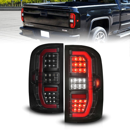 Anzo USA | LED Tail Light Assembly LED Smoke Lens Black Housing w/Sequential Signal w/C-Light Bar Pair | Fits Sierra 1500 | 311465