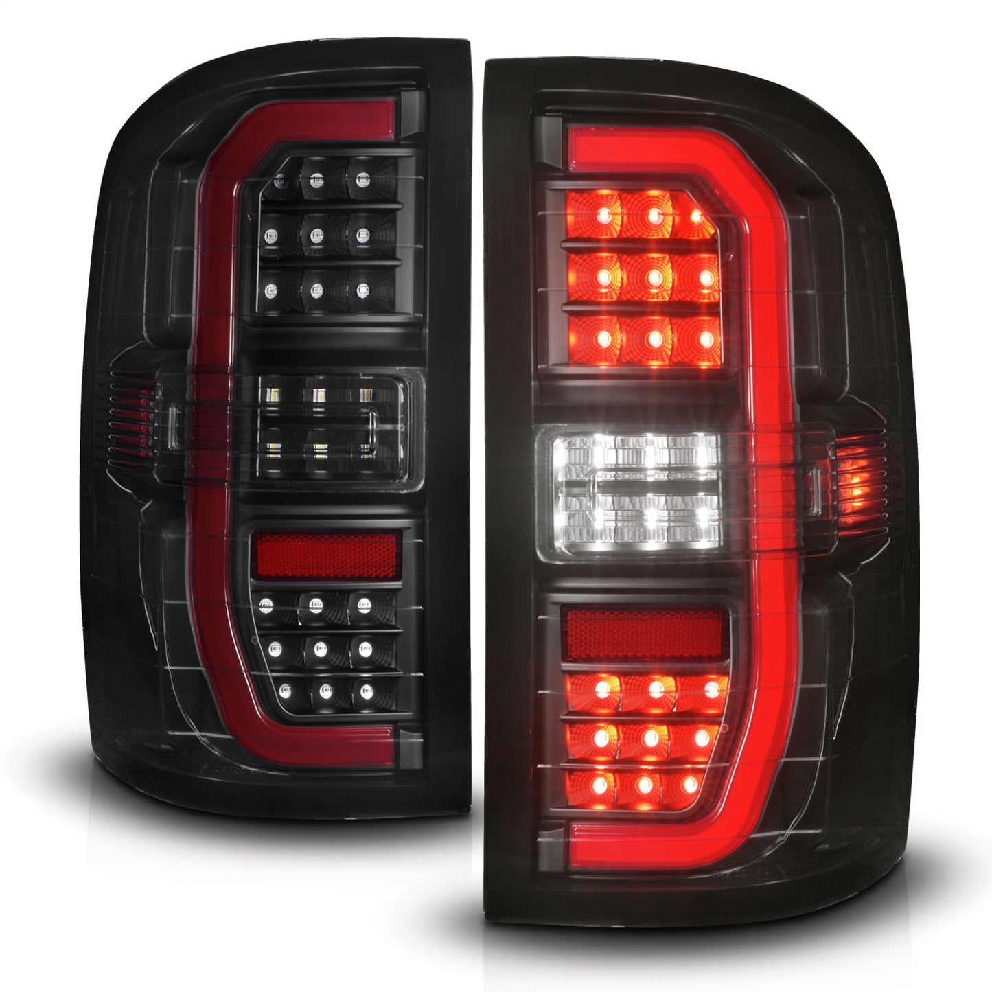 Anzo USA | LED Tail Light Assembly LED Smoke Lens Black Housing w/Sequential Signal w/C-Light Bar Pair | Fits Sierra 1500 | 311465