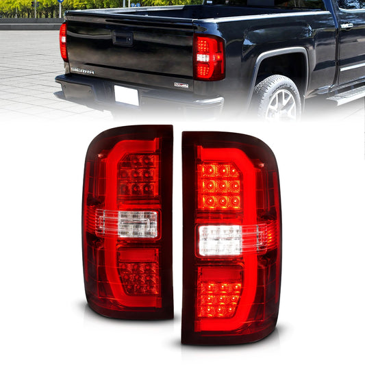Anzo USA | LED Tail Light Assembly LED Clear/Red Lens Chrome Housing w/Sequential Signal w/C-Light Ba Pair | Fits Sierra 1500 | 311466