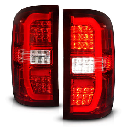 Anzo USA | LED Tail Light Assembly LED Clear/Red Lens Chrome Housing w/Sequential Signal w/C-Light Ba Pair | Fits Sierra 1500 | 311466