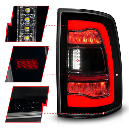 Anzo USA | LED Tail Light Assembly LED Smoke Lens Black Housing w/Sequential Pair | Fits Ram 1500 | 311470