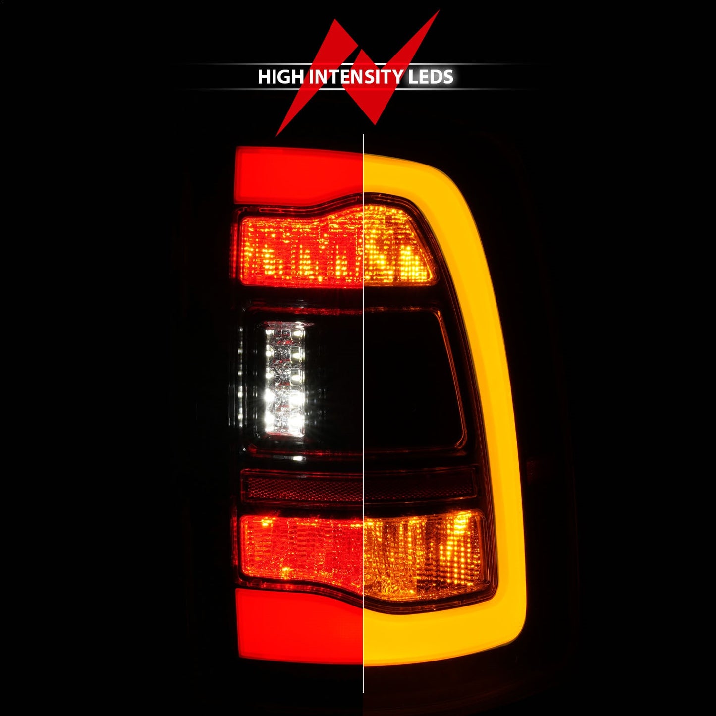 Anzo USA | LED Tail Light Assembly LED Clear Lens Black Housing w/Switchback w/Amber Sequential Signal Pair | Fits Ram 1500 | 311471