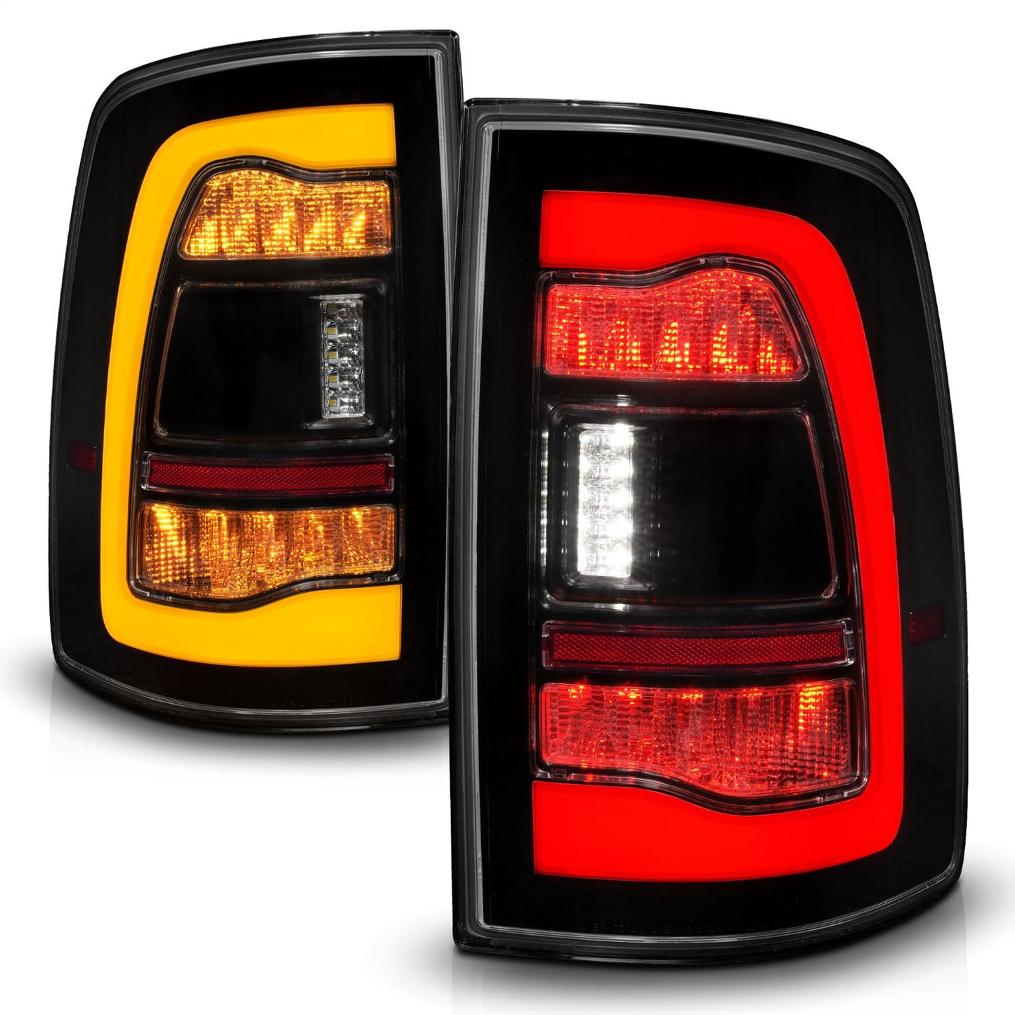 Anzo USA | LED Tail Light Assembly LED Smoke Lens Black Housing w/Switchback w/Amber Sequential Signal Pair | Fits Ram 1500 | 311472