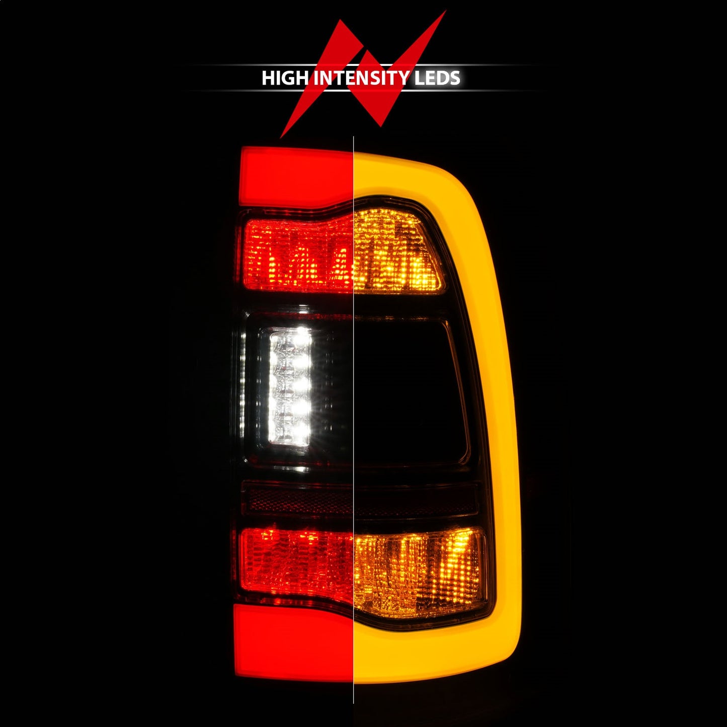 Anzo USA | LED Tail Light Assembly LED Smoke Lens Black Housing w/Switchback w/Amber Sequential Signal Pair | Fits Ram 1500 | 311472