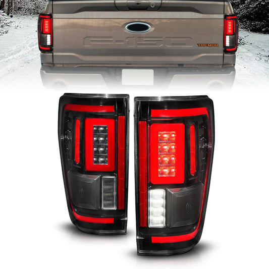 Anzo USA | LED Tail Light Assembly Sequential LED Turn Signal Black Housing BLIS Cover Clear Lens Pair | Fits F-150 | 311475