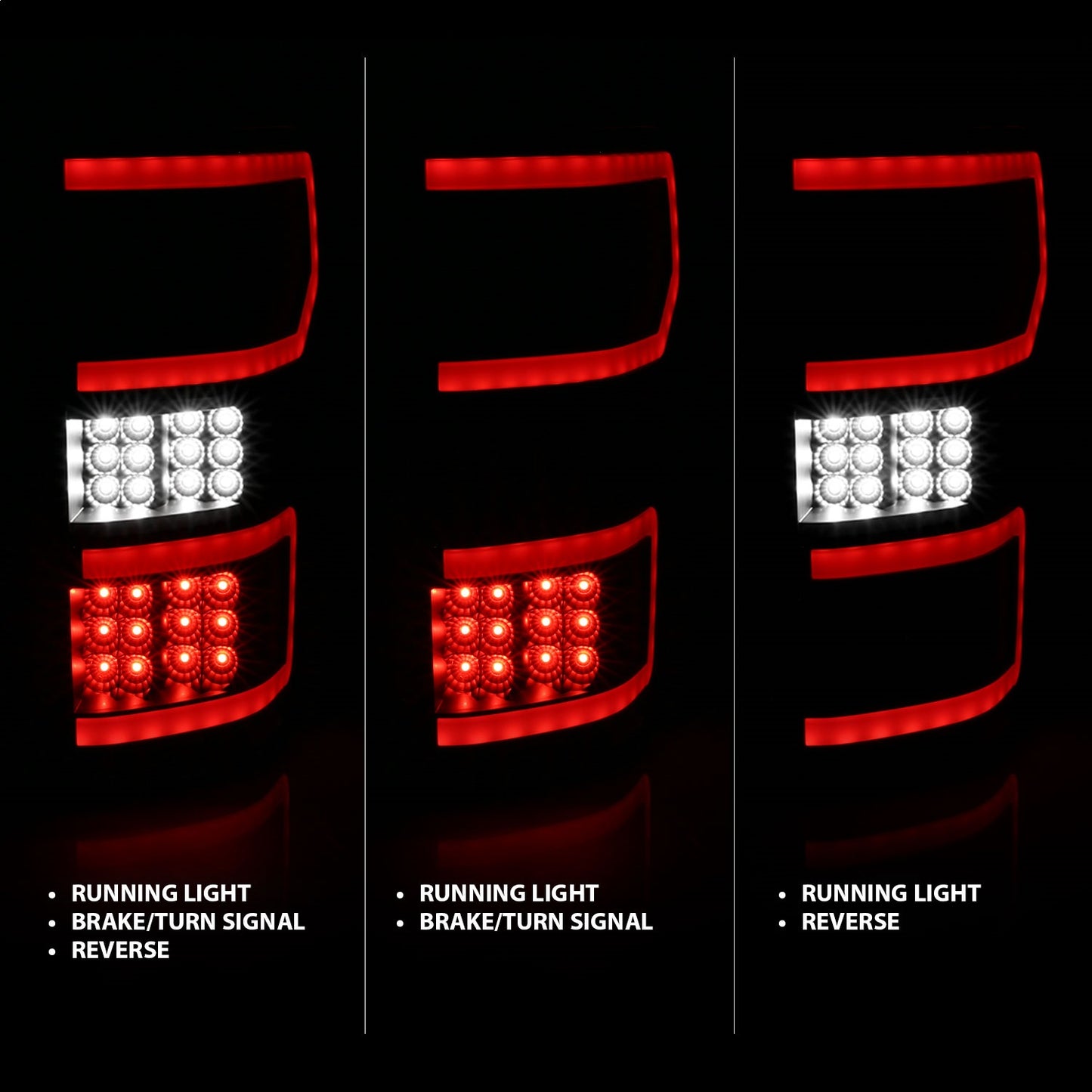 Anzo USA | LED Tail Light Assembly LED Clear Lens Black Housing Red/White Light Color Pair | Fits F-150 | 321338
