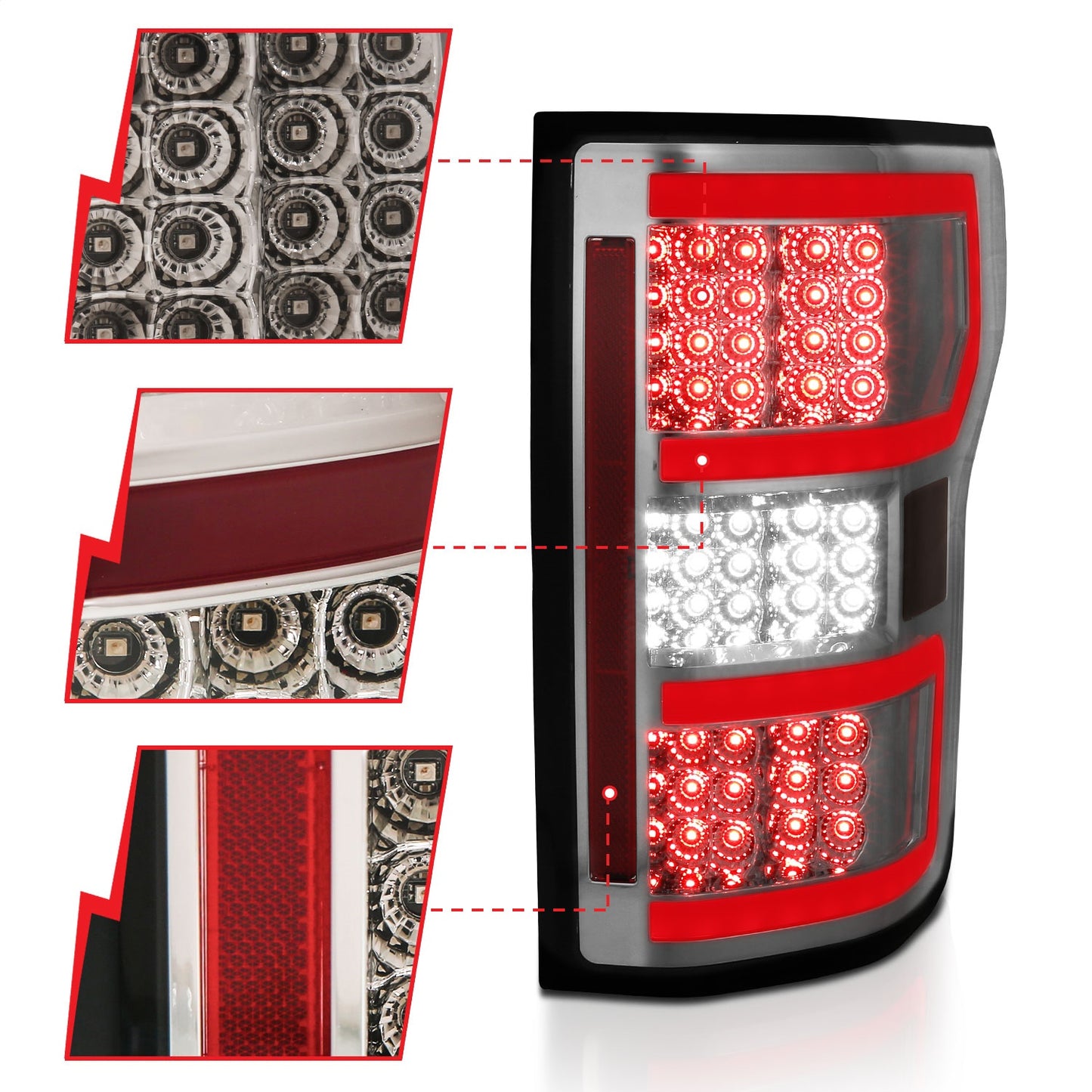 Anzo USA | LED Tail Light Assembly LED Smoked Lens Black Housing Red/White Light Color Pair | Fits F-150 | 321339