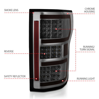Anzo USA | LED Tail Light Assembly LED Smoked Lens Black Housing Red/White Light Color Pair | Fits F-150 | 321339