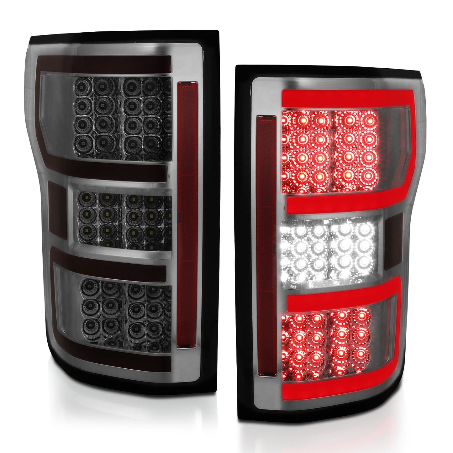 Anzo USA | LED Tail Light Assembly LED Smoked Lens Black Housing Red/White Light Color Pair | Fits F-150 | 321339