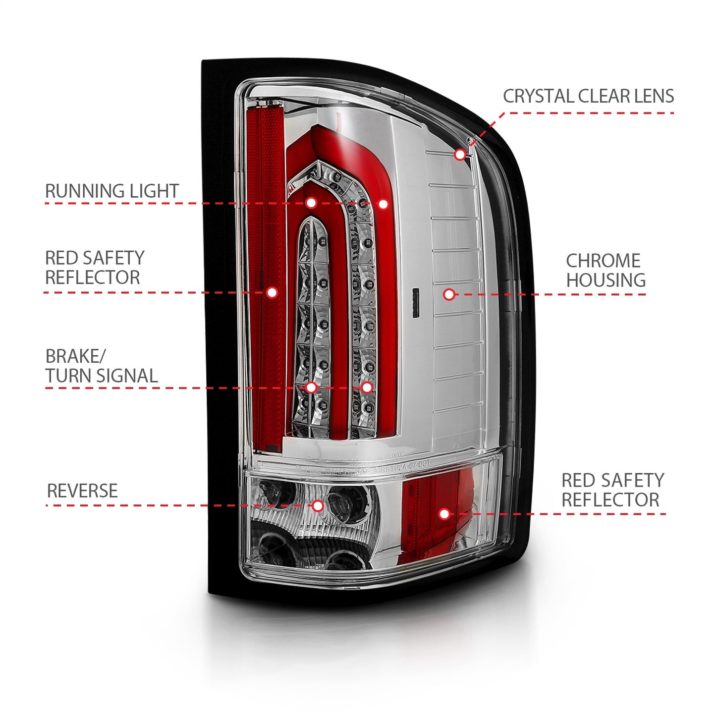 Anzo USA | LED Tail Light Assembly LED Chrome Lens Pair | Fits Silverado 1500 | 321341