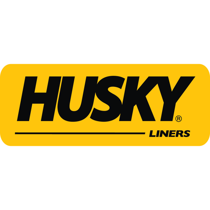 HUSKY LINERS logo on a yellow background showcasing high-quality all-weather floor liners.