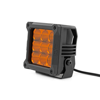 ROUGH COUNTRY 4 Inch LED Amber Light Pods | Square | Amber DRL | Pair | 70905ADRL