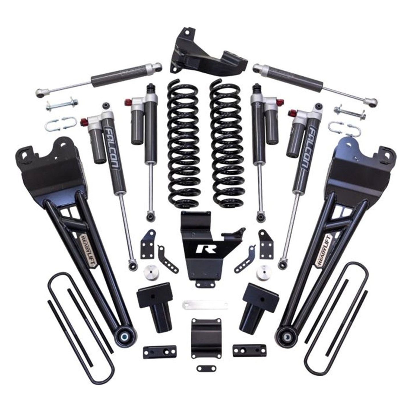 ReadyLIFT 4'' Coil Spring Lift Kit with Falcon 3.3 Front/Rear Shocks, Radius Arms, Dual Steering Stabilizer, and Front Track Bar Bracket  (F250/F350 Diesel ) 43-23440