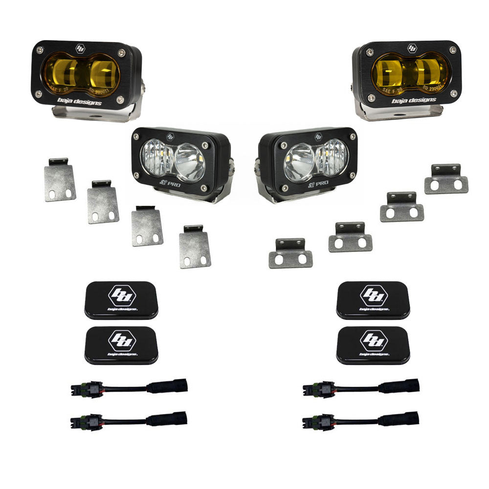 BAJA DESIGNS S2 SAE Baja Amber/S2 Pro Fog Pocket Kit Fits 21-On Ford Raptor Baja Designs I 448183