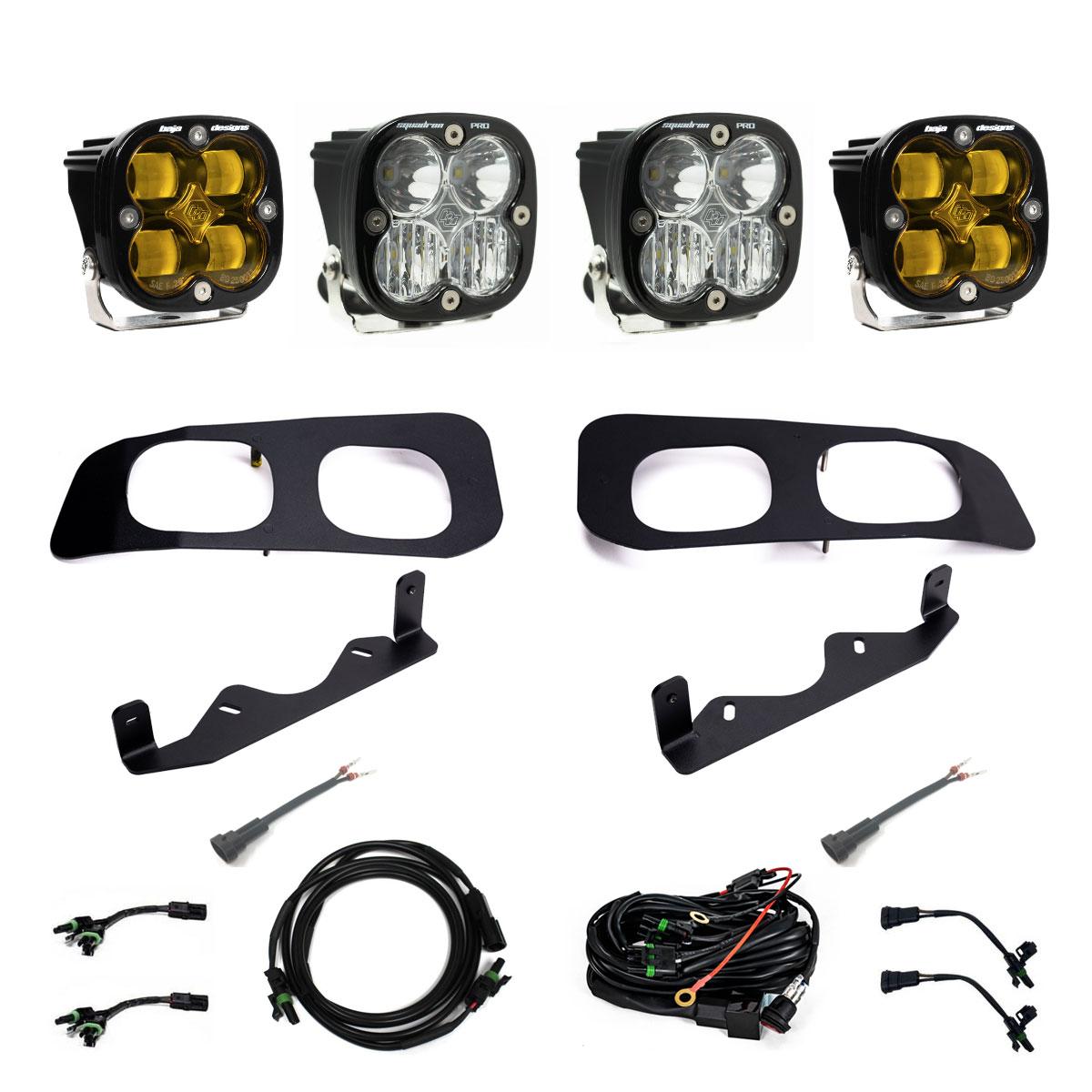 BAJA DESIGNS Squadron SAE/Pro Fog Pocket Kit 2023-On Ford F-250/350 Super Duty SAE Fog Baja Amber Toggle Wiring I 448228
