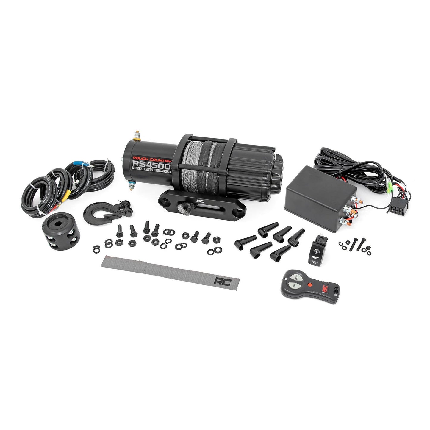 ROUGH COUNTRY 4500-LB Winch W/ Remote | UTV | Synthetic Rope | RS4500SA