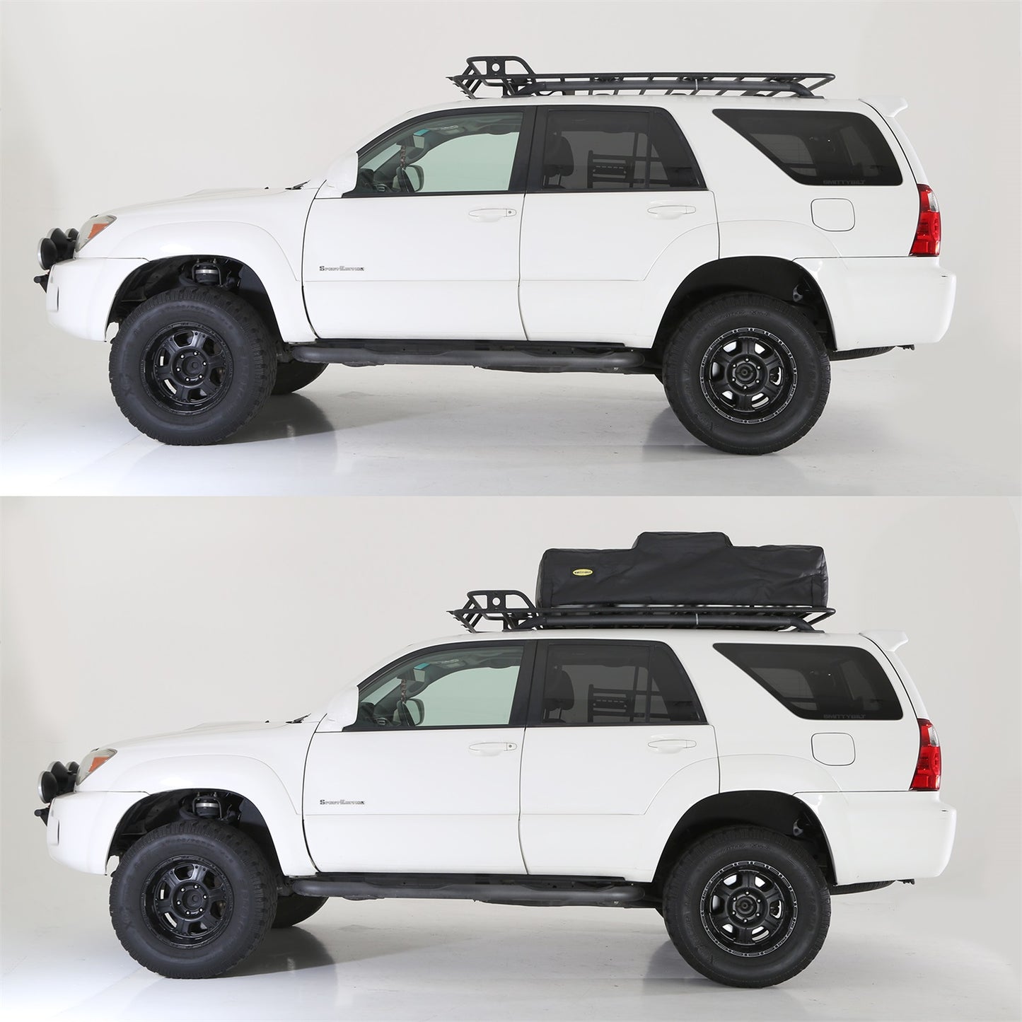 Smittybilt Defender Roof Rack 4.5 ft. x 5 ft. 1 pc. Platform Style Textured Black Powdercoat Requires Vehicle-Specific Mounting Kit I 45555