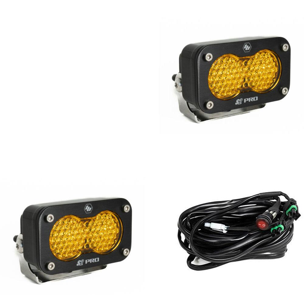 BAJA DESIGNS LED Light Pods Baja Amber Lens Work/Scene Pattern Pair S2 Pro Series Baja Designs I 487816