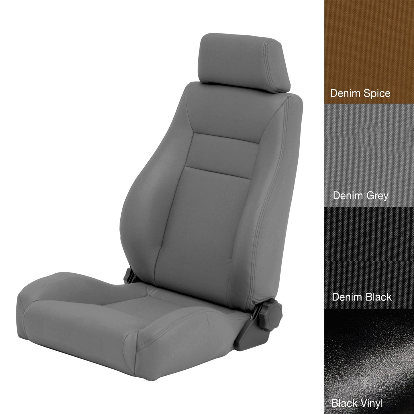 Smittybilt Contour Sport Seat Denim Gray No Drilling Installation Front Bucket Seat w/Recliner Incl. Headrest I 49511