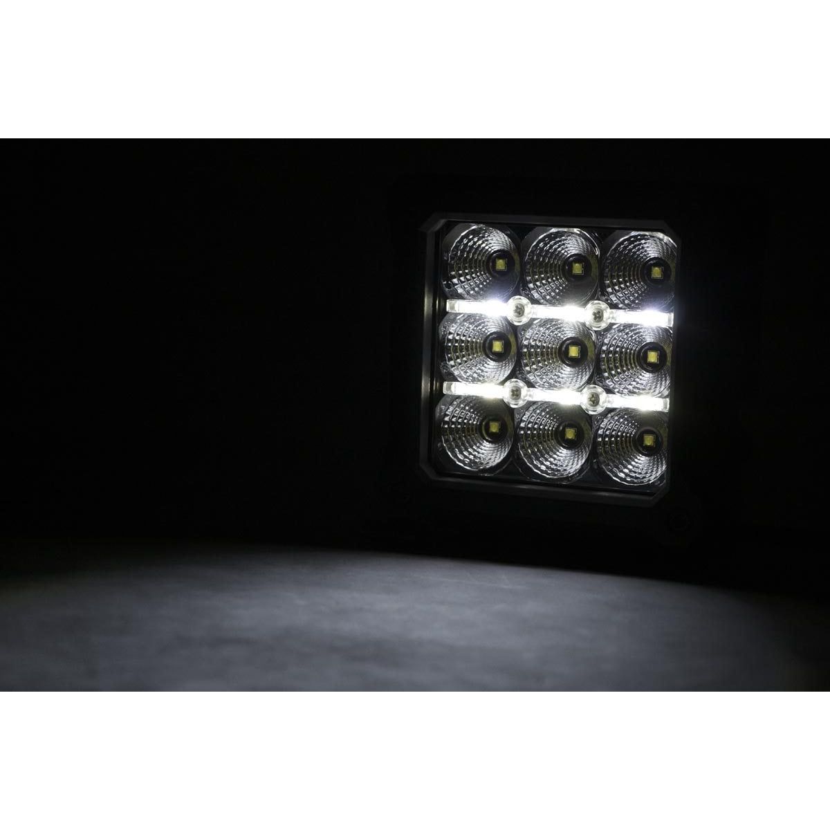 ROUGH COUNTRY 4 Inch Chrome Series LED Light Pods | Square | White DRL | Pair | 70905DRL