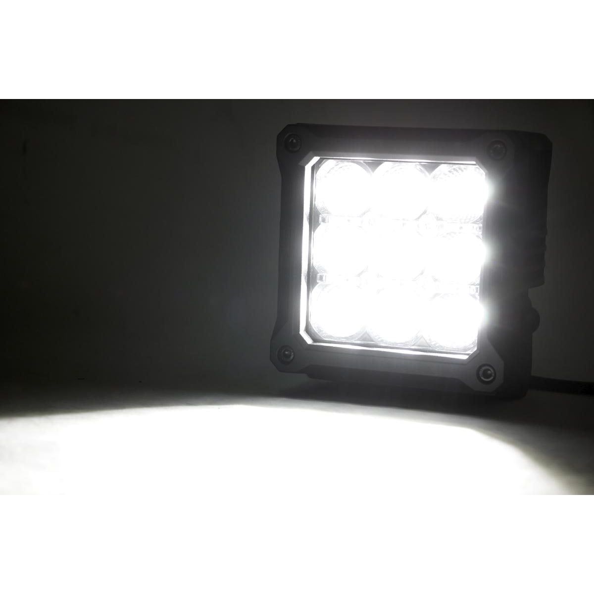 ROUGH COUNTRY 4 Inch Chrome Series LED Light Pods | Square | White DRL | Pair | 70905DRL