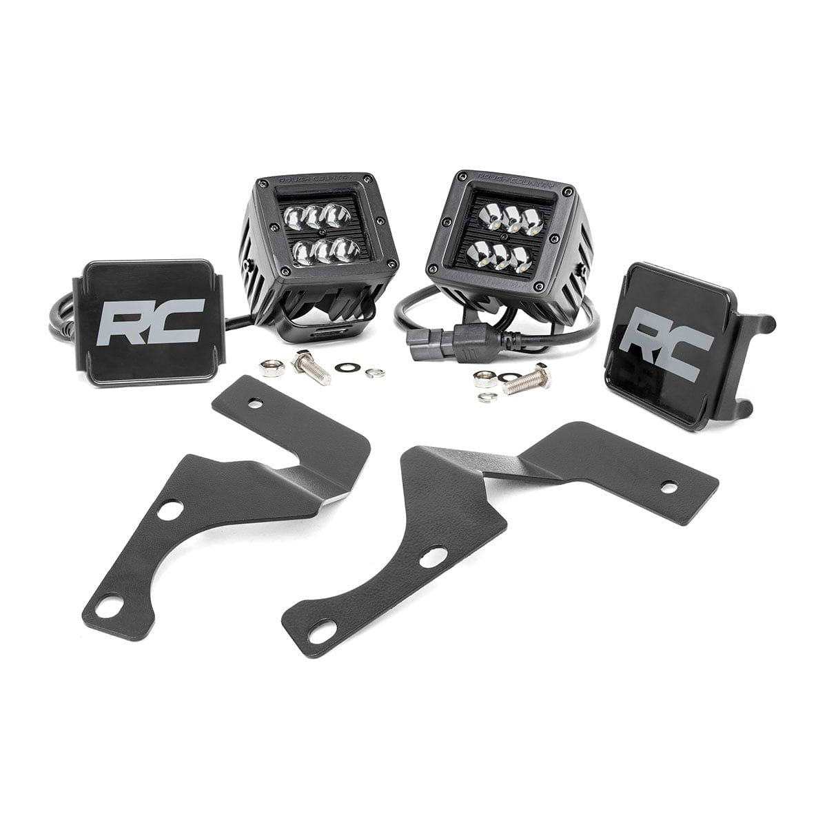 ROUGH COUNTRY LED Light Kit | Ditch Mount | 2" Black Spot Pair | Toyota 4Runner (10-24) | 70796