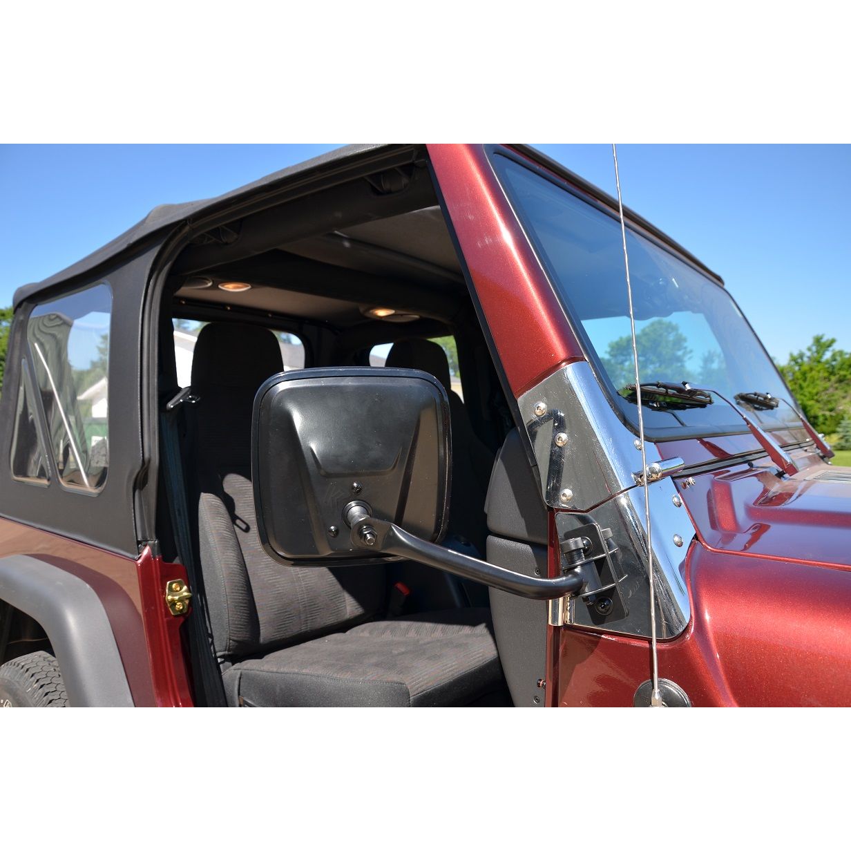KENTROL Jeep TJ/JK E-Z Detach Mirrors Pair 97-18 Wrangler TJ/JK Powdercoat Black Kentrol  50496