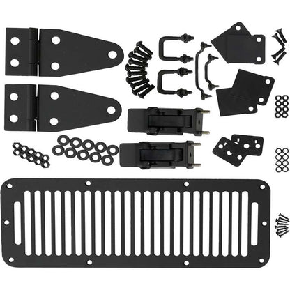 KENTROL Jeep CJ/YJ Hood Kit With TJ Style Hood Catch 78-95 CJ and Wrangler YJ Powdercoat Black Kentrol  50570