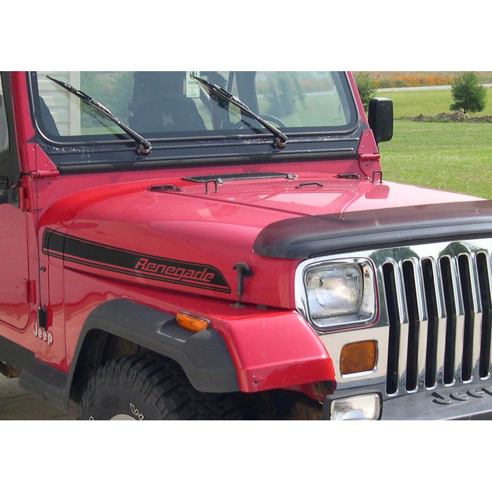 KENTROL Jeep CJ/YJ Hood Kit With TJ Style Hood Catch 78-95 CJ and Wrangler YJ Powdercoat Black Kentrol  50570