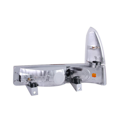 Anzo USA | Parking Light Assembly Euro Clear Lens Chrome Housing Amber Reflector Pair | Fits F-250 Super Duty | 511039