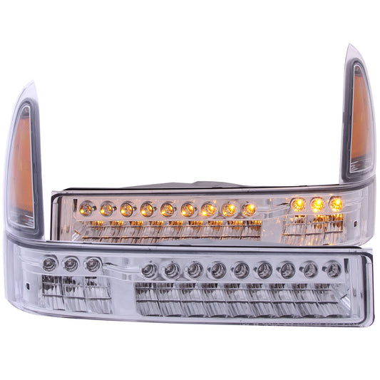Anzo USA | Parking Light Assembly LED Clear Lens Chrome Housing Amber Reflector Pair | Fits F-250 Super Duty | 511056