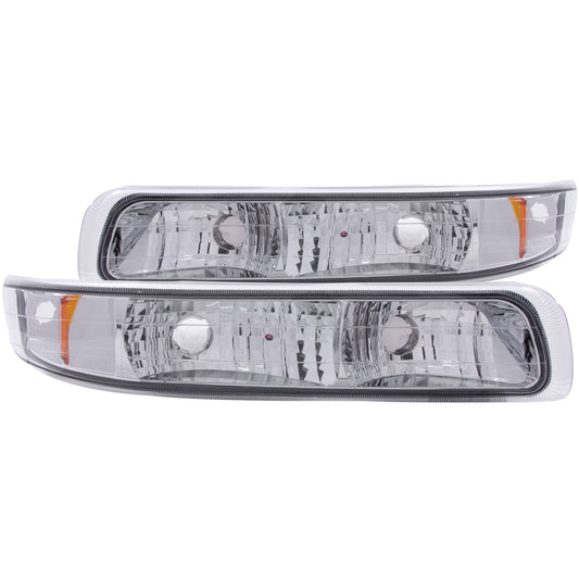 Anzo USA | Parking Light Assembly Euro Clear Lens Chrome Housing Amber Reflector Pair | Fits Silverado 1500 | 511064