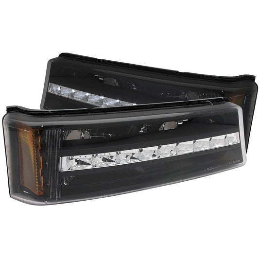 Anzo USA | Parking Light Assembly Euro Clear Lens Black Housing Amber Reflector Pair | Fits Silverado 1500 | 511067