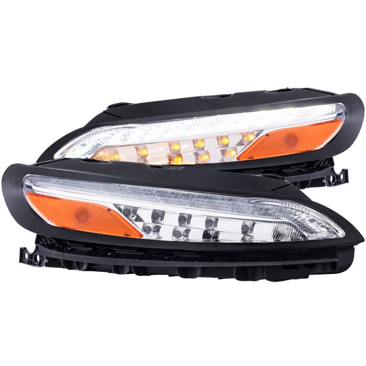 Anzo USA | LED Parking Lights Clear Lens Chrome Amber | Fits Cherokee | 511081