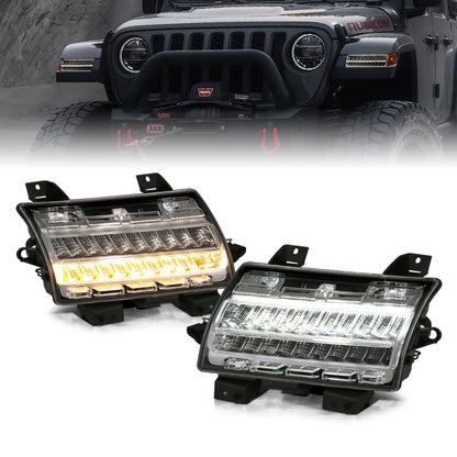 Anzo USA | Side Marker Light Assembly LED Chrome Clear w/Sequential Signal Pair | Fits Wrangler | 511083