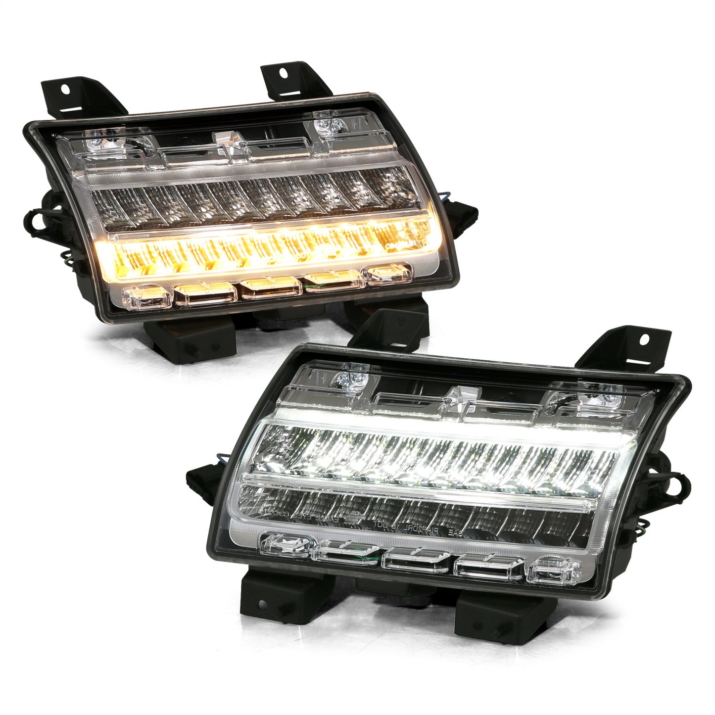 Anzo USA | Side Marker Light Assembly LED Chrome Clear w/Sequential Signal Pair | Fits Wrangler | 511083
