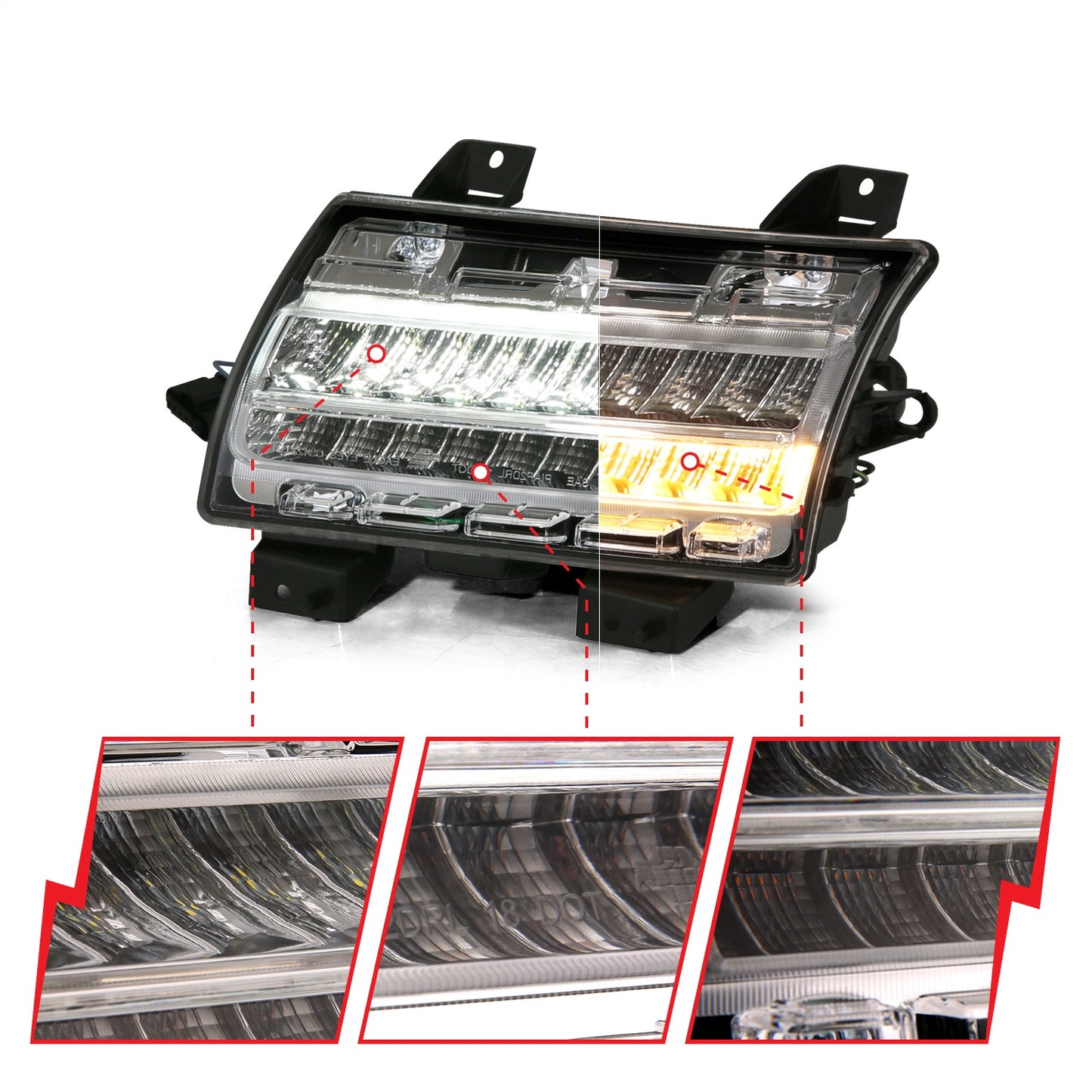 Anzo USA | Side Marker Light Assembly LED Chrome Clear w/Sequential Signal Pair | Fits Wrangler | 511083
