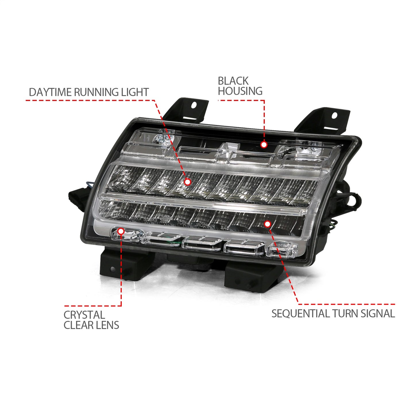 Anzo USA | Side Marker Light Assembly LED Chrome Clear w/Sequential Signal Pair | Fits Wrangler | 511083