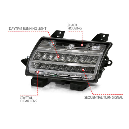 Anzo USA | Side Marker Light Assembly LED Chrome Clear w/Sequential Signal Pair | Fits Wrangler | 511083