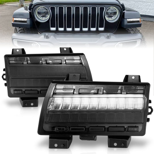 Anzo USA | Side Marker Light Assembly LED Smoke Lens Chrome Housing w/Sequential Signal Pair | Fits Wrangler | 511087