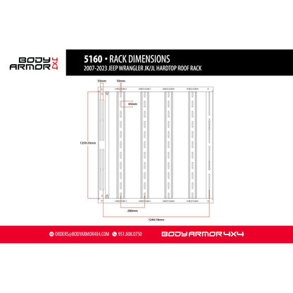 Body Armor 4x4 2007-2024 JEEP WRANGLER JK/JL HARDTOP ROOF RACK 5160