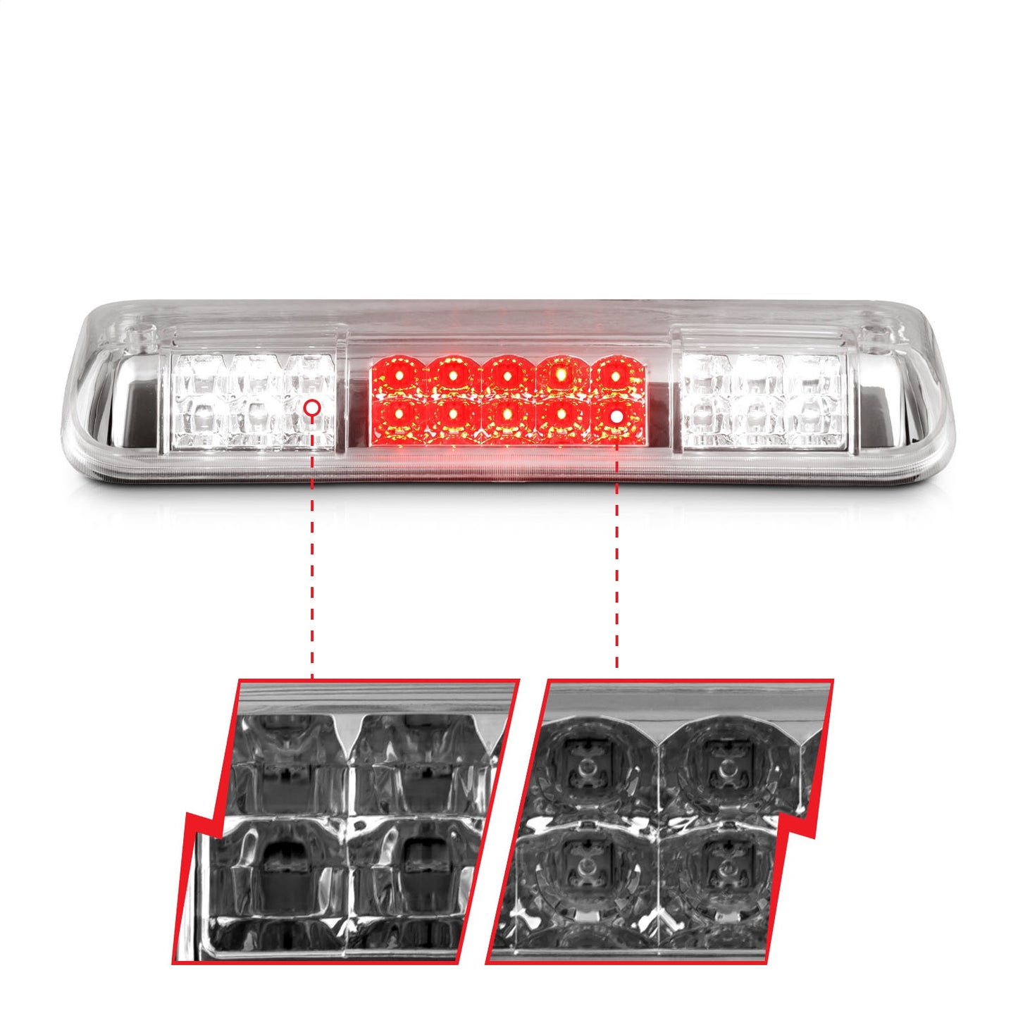 Anzo USA | Third Brake Light Assembly LED Clear Lens Chrome Housing B-Series | Fits F-150 | 531088