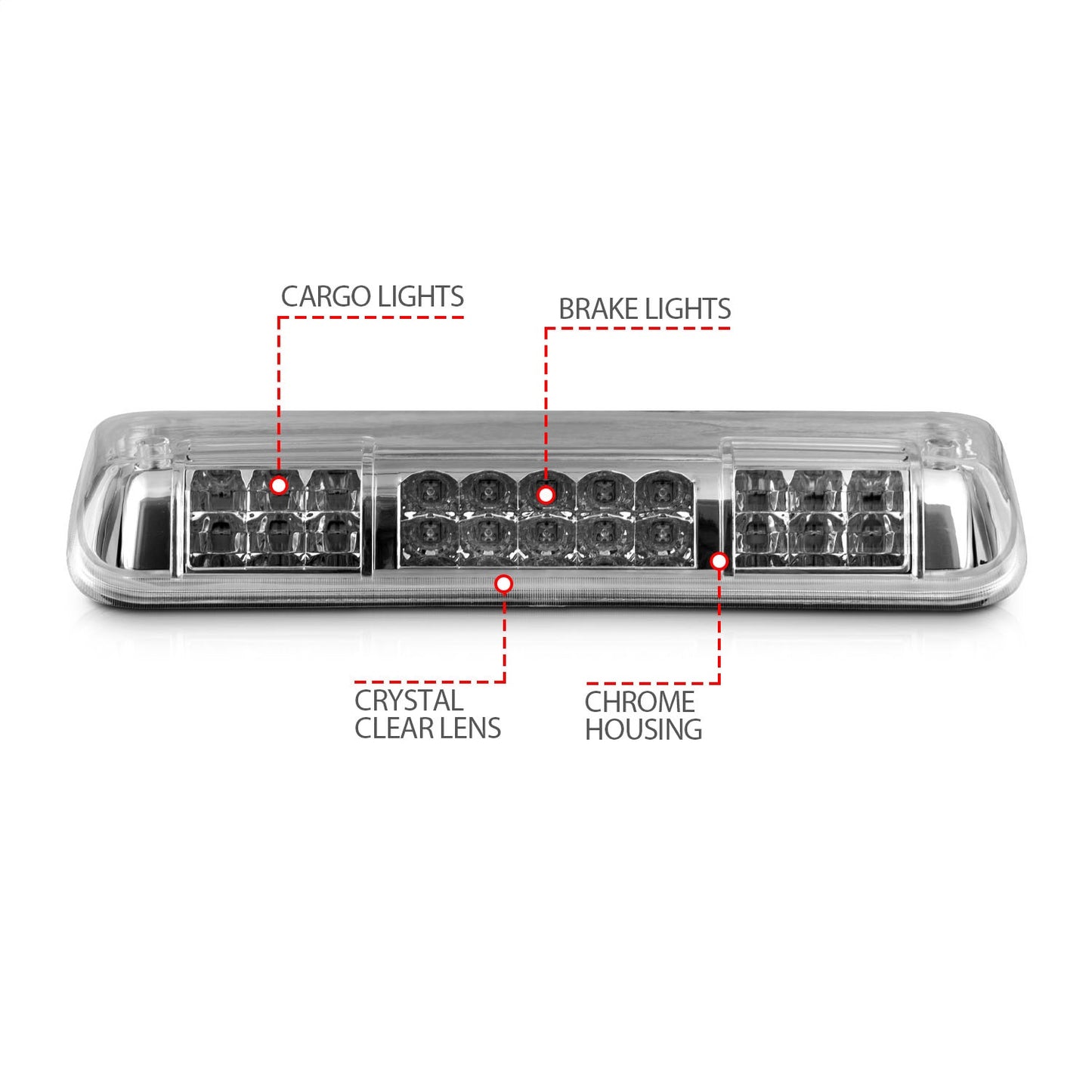 Anzo USA | Third Brake Light Assembly LED Clear Lens Chrome Housing B-Series | Fits F-150 | 531088